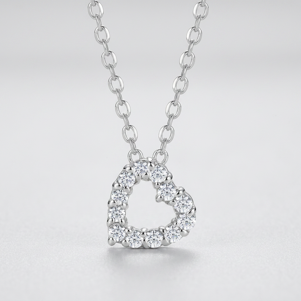 Avera Cubic Zirconia Heart Silhouette Pendant in Sterling Silver