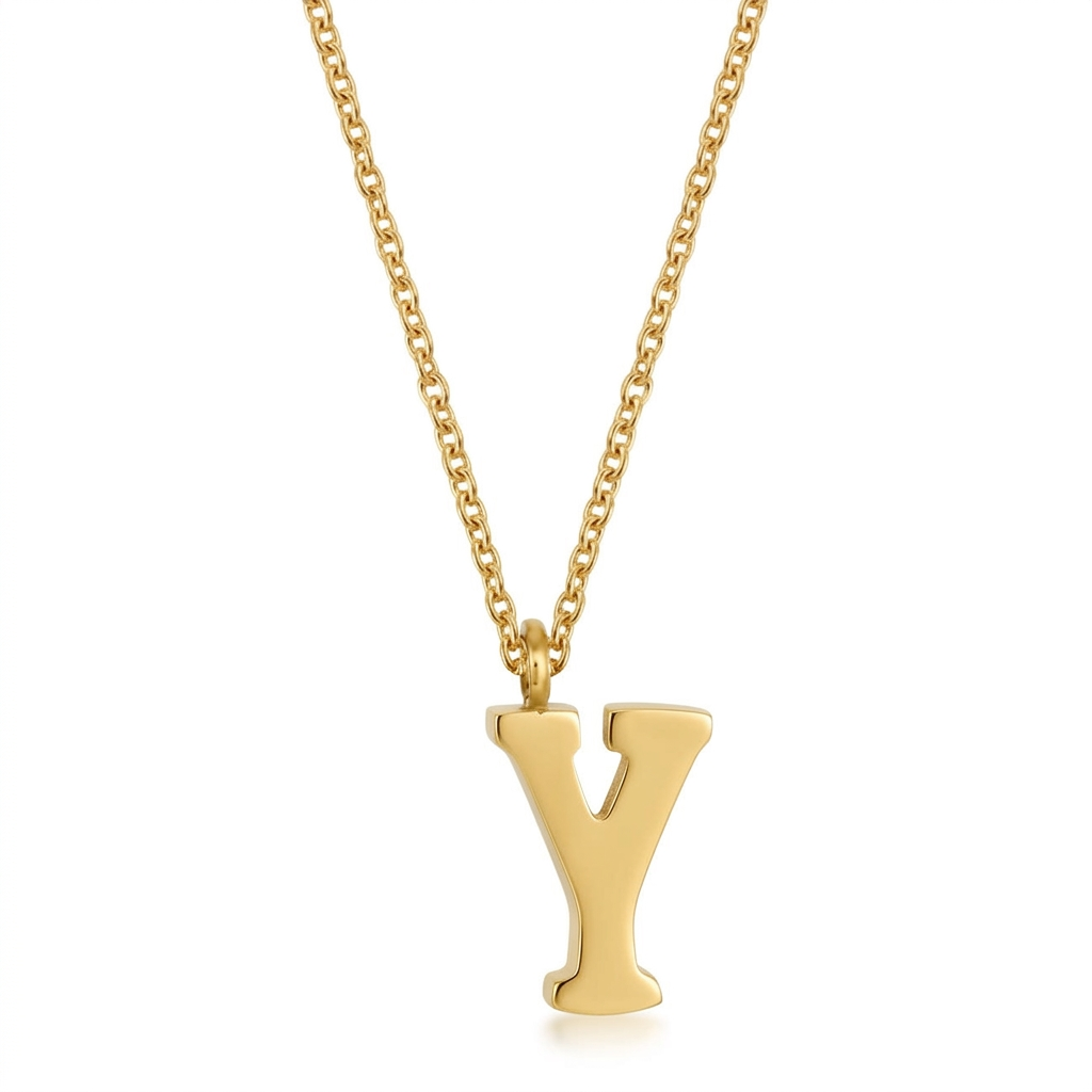 Avera Elaina Stainless Steel Y Initial Necklace Gold