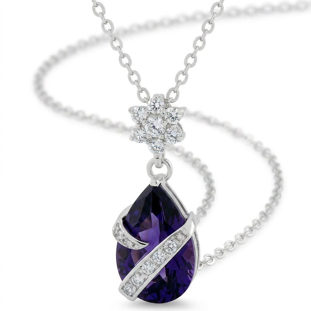 Avera Wrapped Amethyst Cubic Zirconia Pendant Necklace