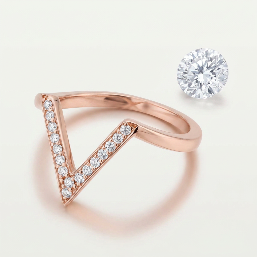 Avera Michelle 0.2ct Cubic Zirconia Delicate V-Shape Ring