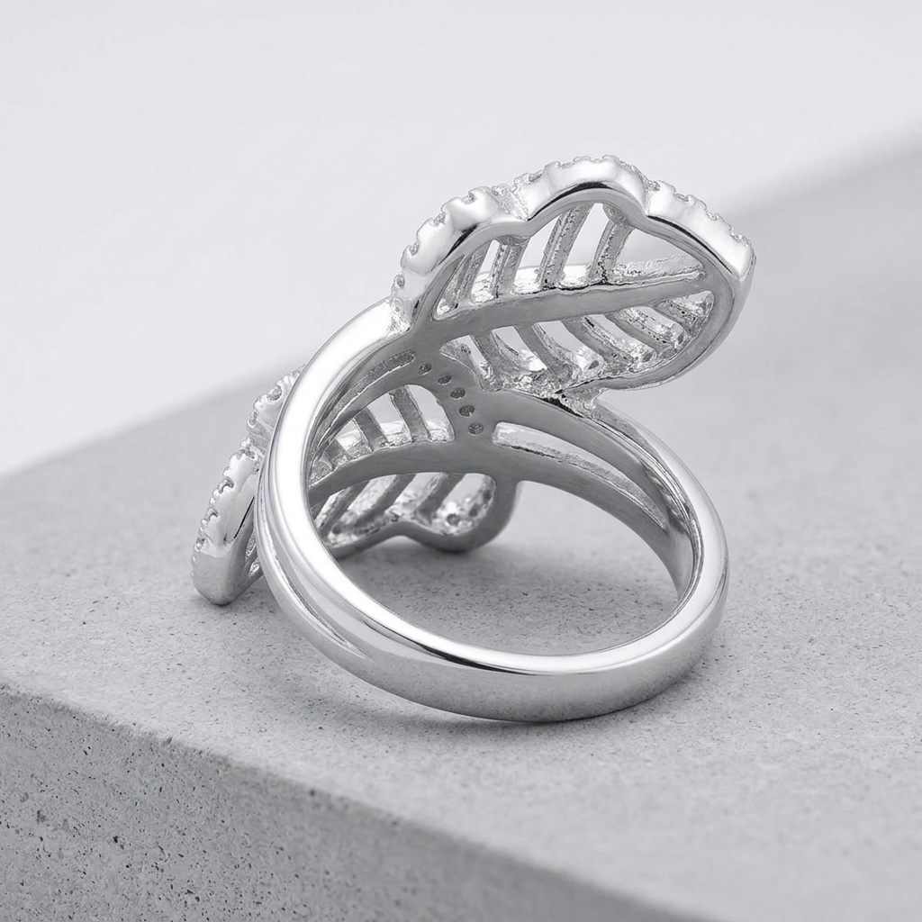 Avera Lina 0.4ct Cubic Zirconia Leaf Wrap Ring in Silver