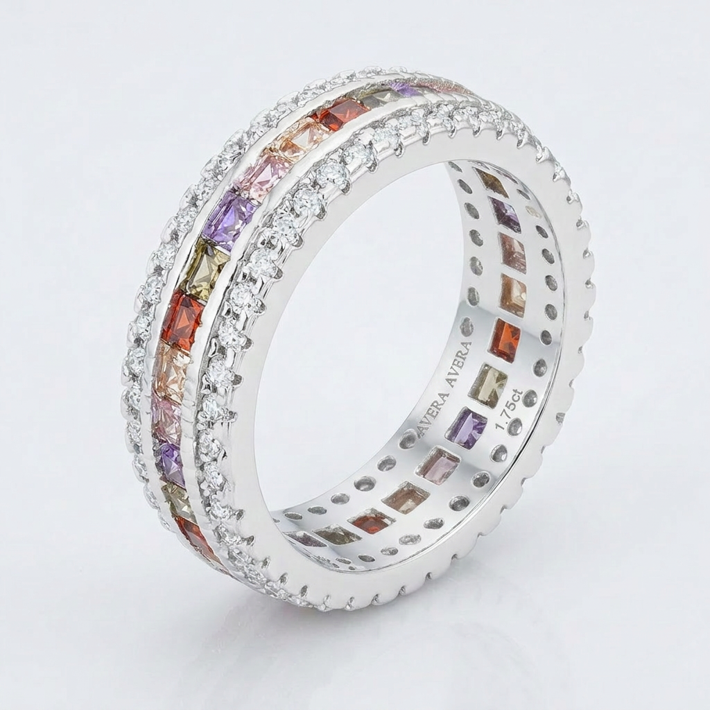 Avera Paula 1.75ct Multicolor Cubic Zirconia Classic Band Ring