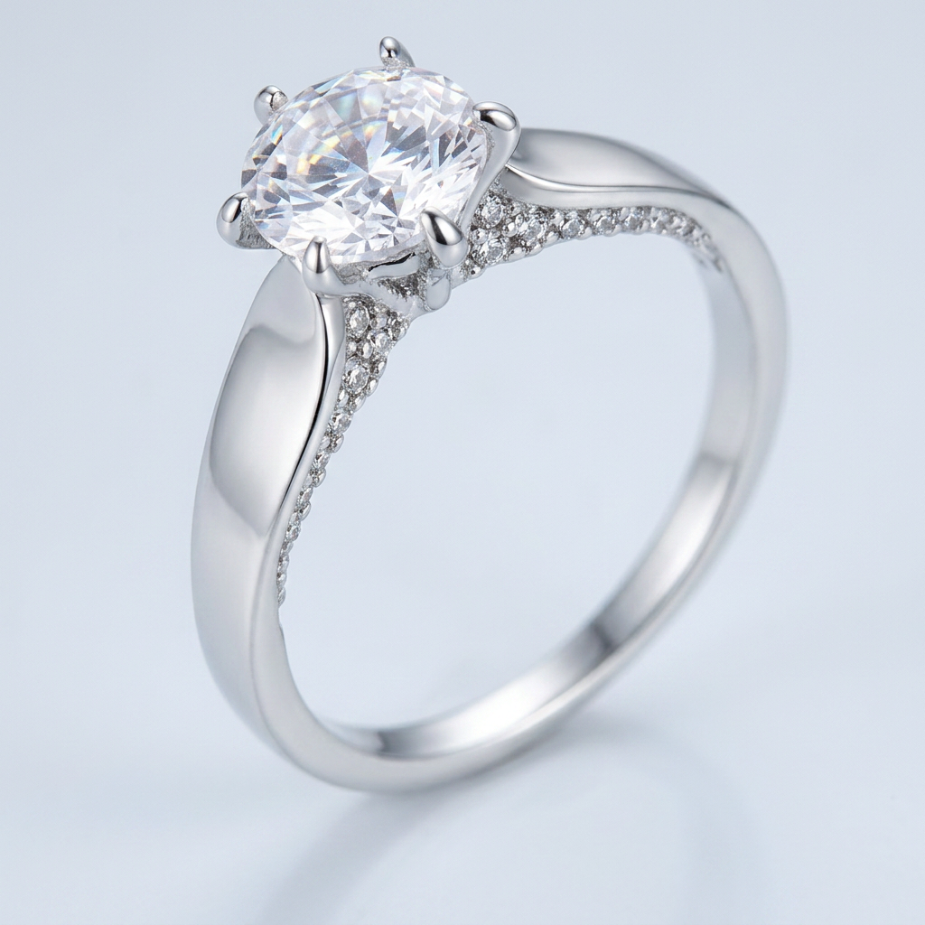 Avera 1.56Ct Contemporary Plated Cubic Zirconia Solitaire Ring