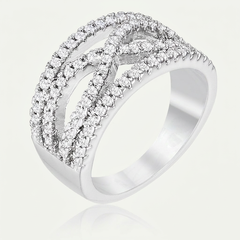 Avera .4Ct Plated Classic Twist Wide Cz Ring