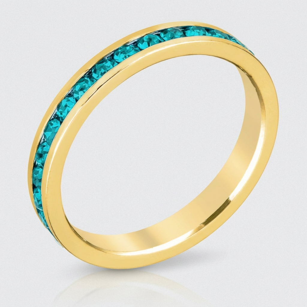 Avera Stylish Stackables Turquoise Crystal Gold Ring