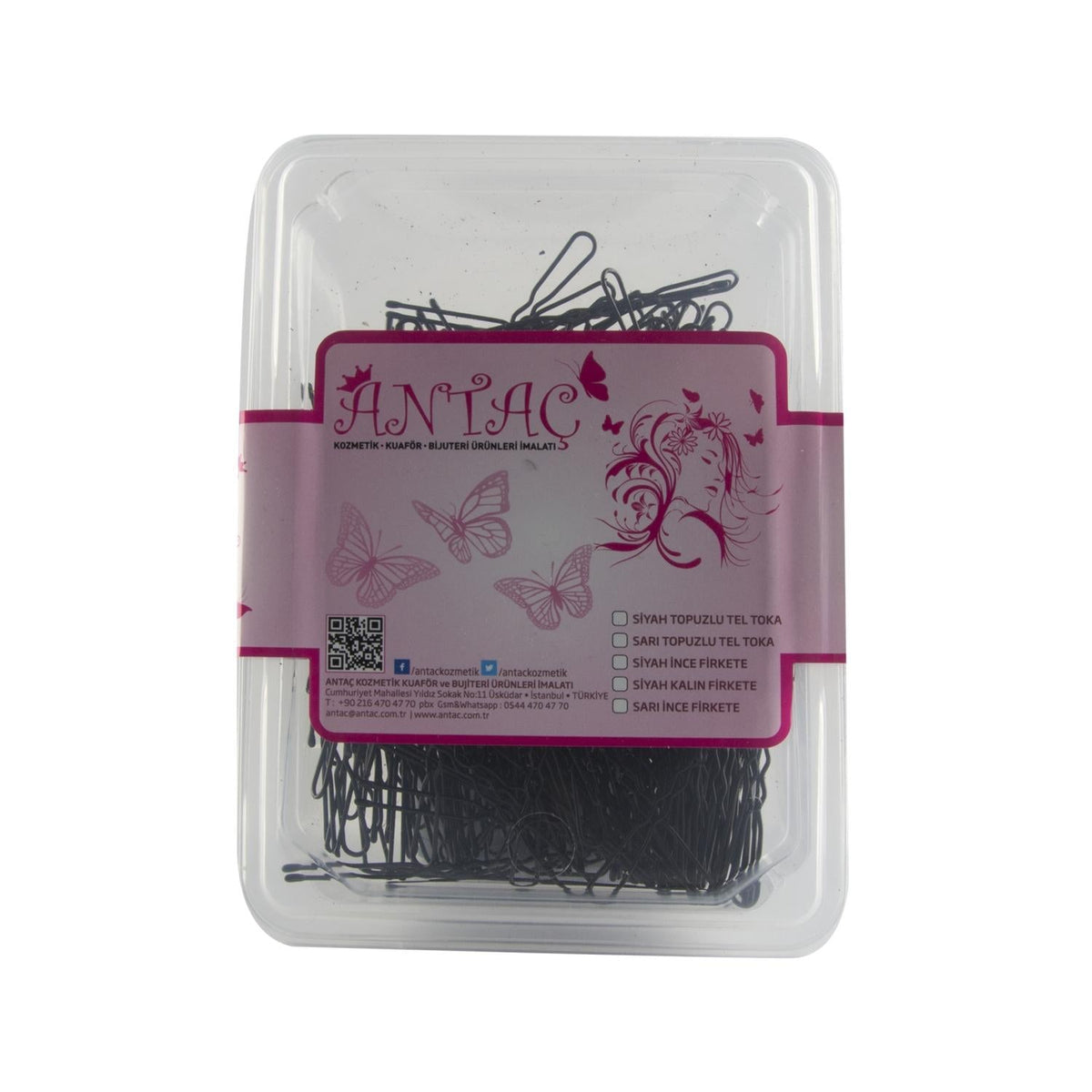 Antaç Thick Black Hair Bobby Pin with Knob - Stylish Hair Accessory for Long Hair