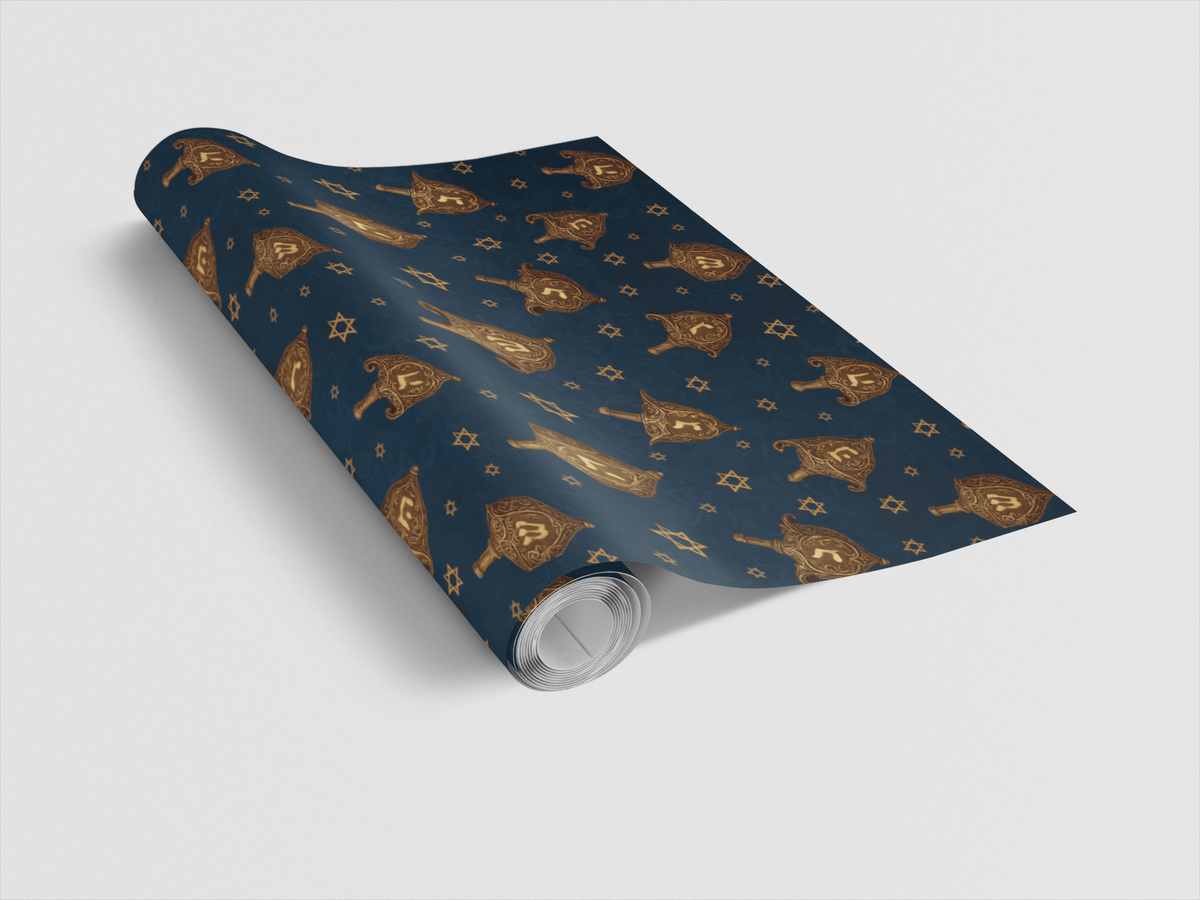 Gilded Dreidels Wrapping Paper