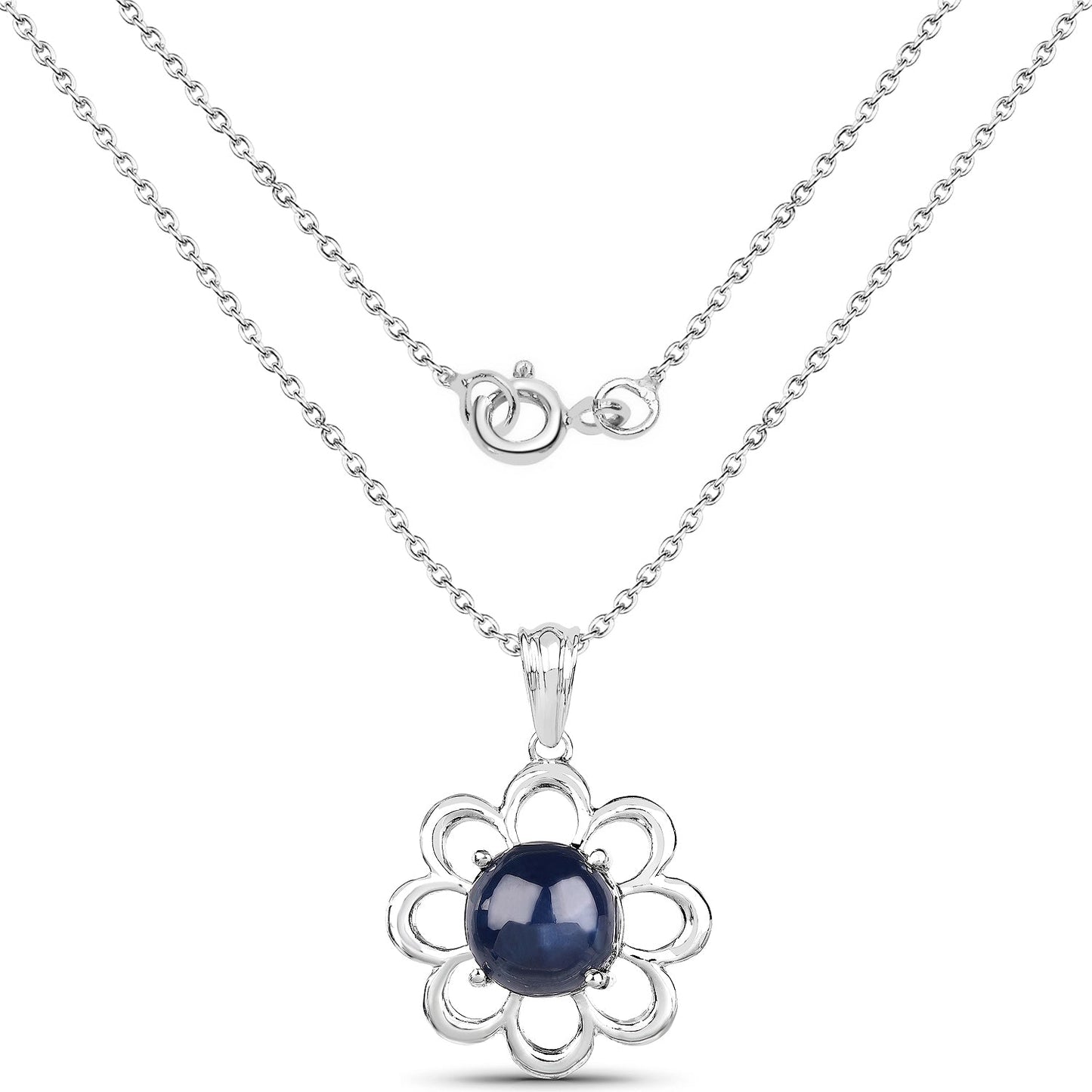 4.65 Carat Genuine Blue Sapphire .925 Sterling Silver Pendant