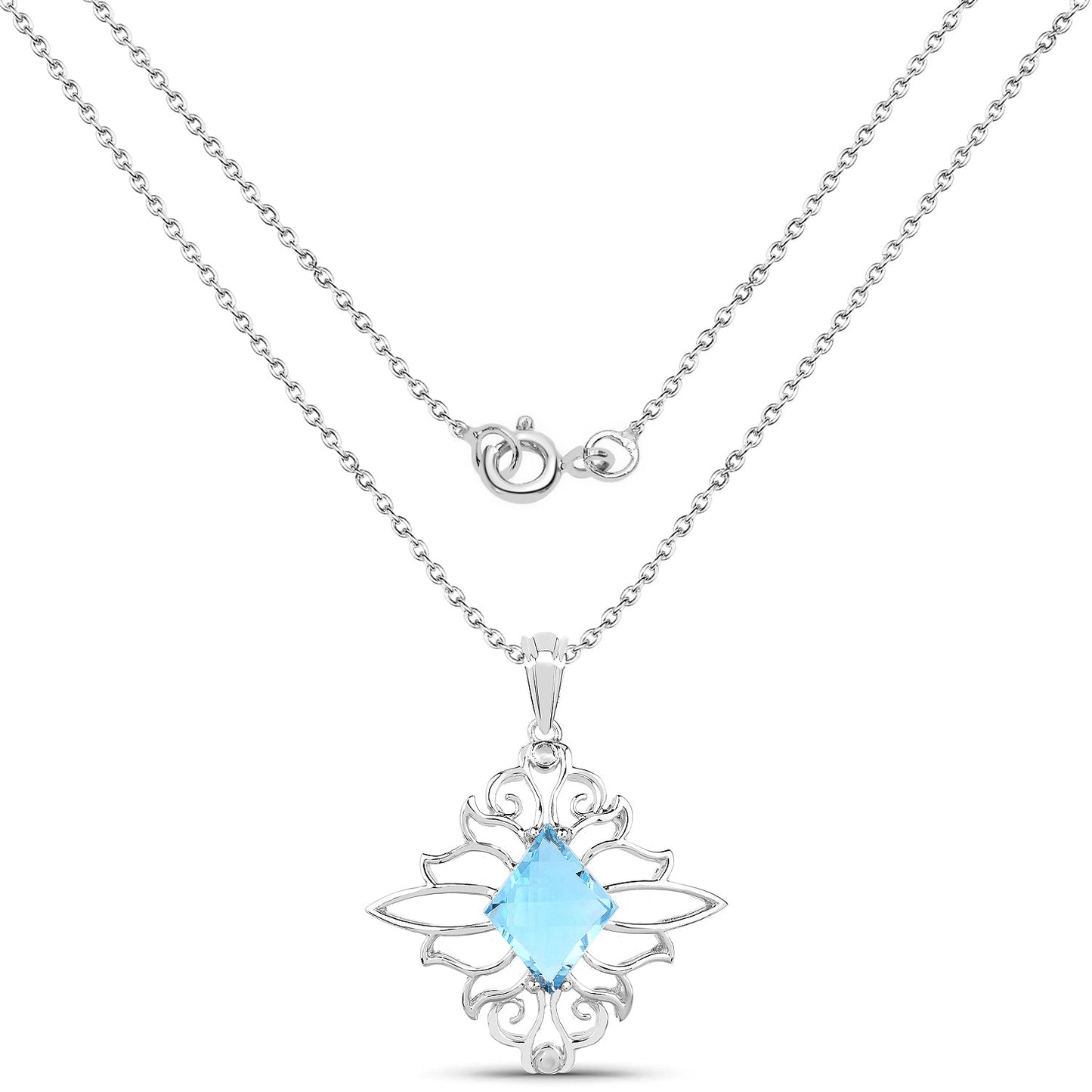5.15 Carat Genuine Swiss Blue Topaz .925 Sterling Silver Pendant