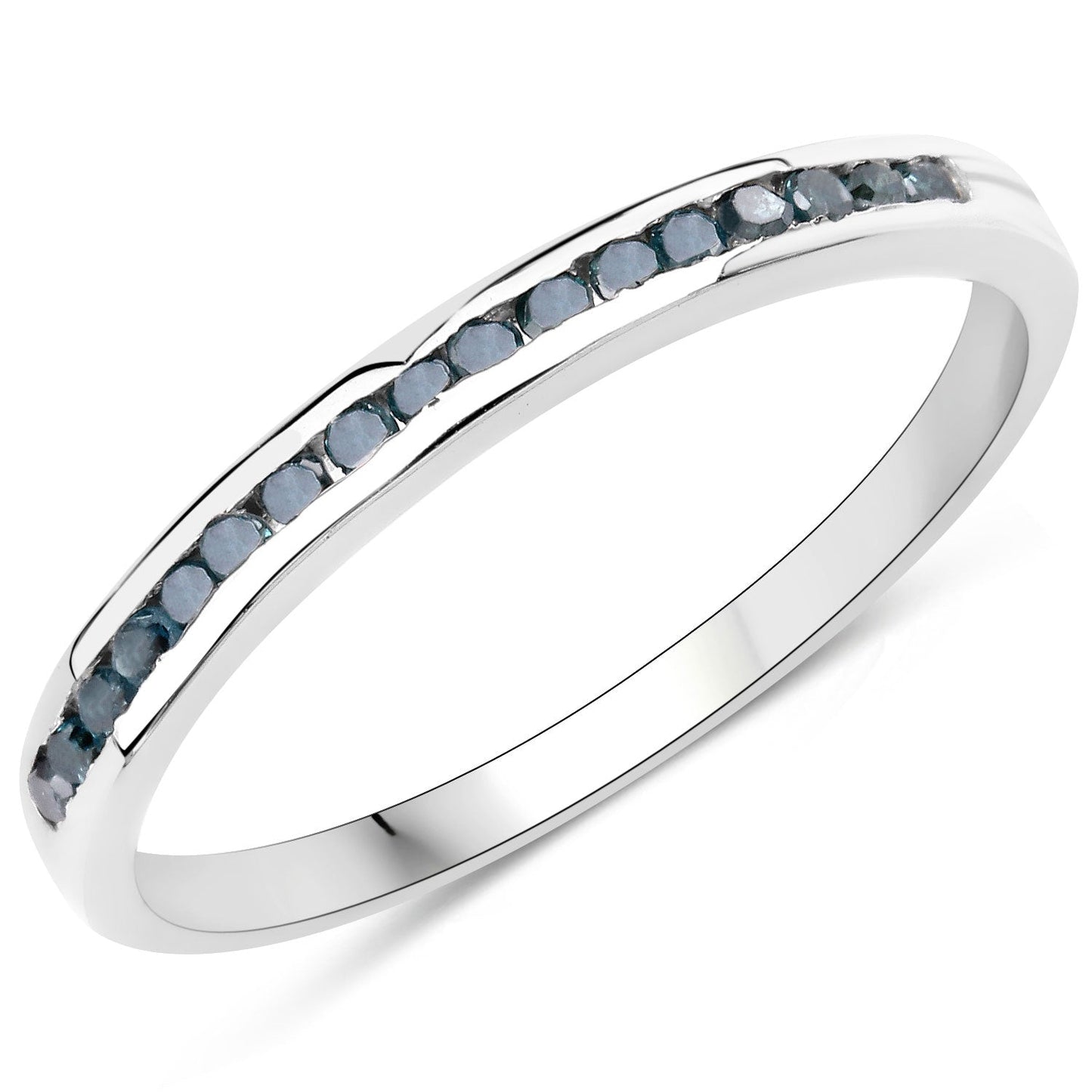 0.20 ct. Genuine Blue Diamond .925 Sterling Silver Ring