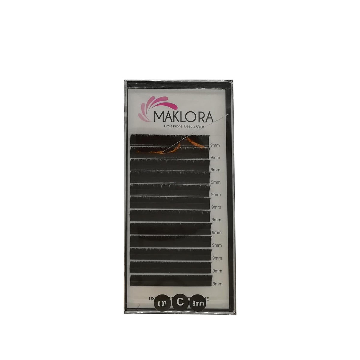 Maklora Eyelash Extensions - Volume C Curl, Silk Material, 0.07 Thickness, 9mm Length - Enhance Your Lashes