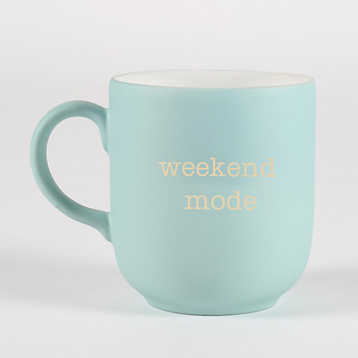 Rakle Weekend Mode Ceramic Mug - 400cc Blue Hand Washable Mug for Daily Use