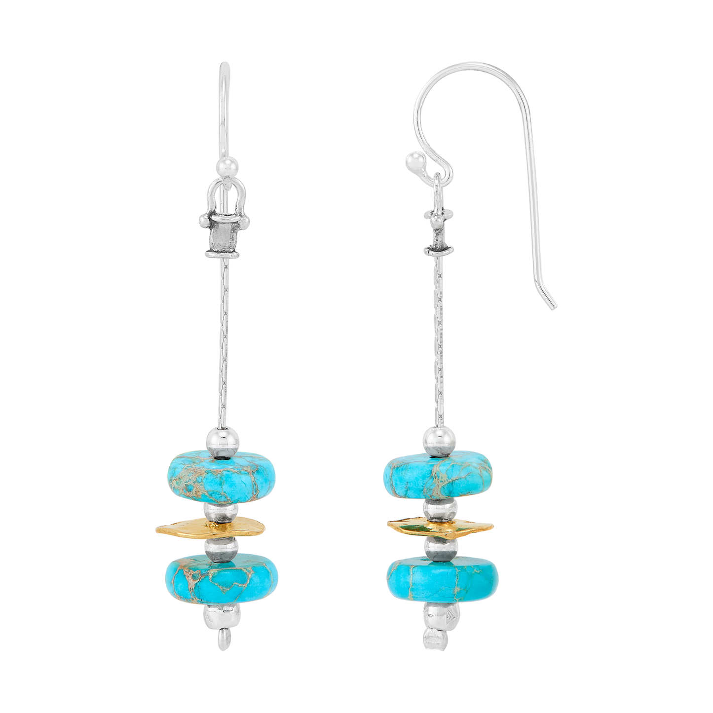 Boucles d'oreilles pendantes Silpada « Epiphany » en argent sterling et laiton avec pierres mélangées