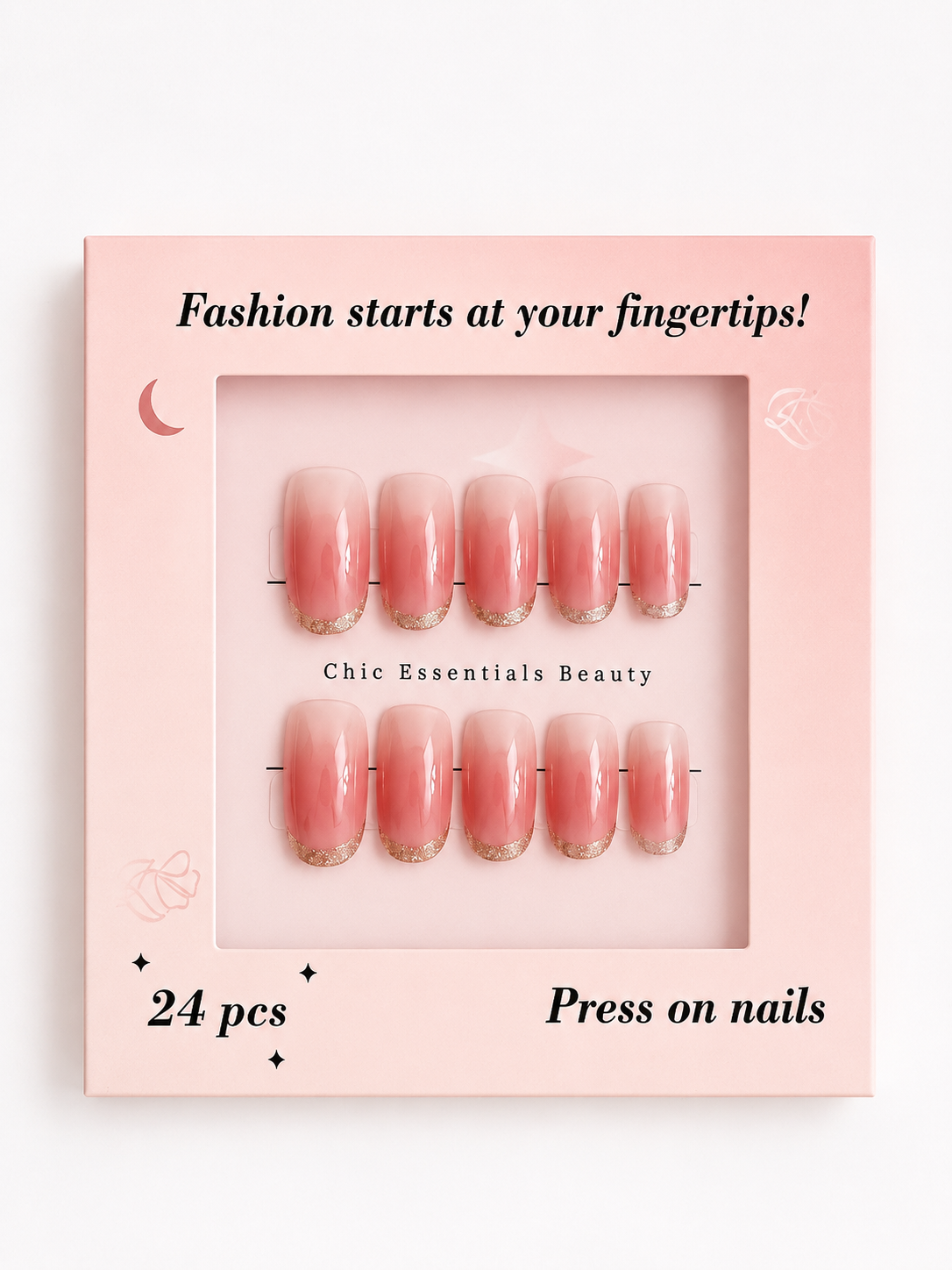 Faux ongles press-on Chic Essentials Blush Champagne (24 pièces)