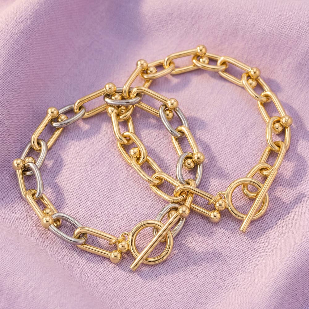 Bracelet à maillons ovales en chaîne dorée et fermoir à bascule Anarchy Street