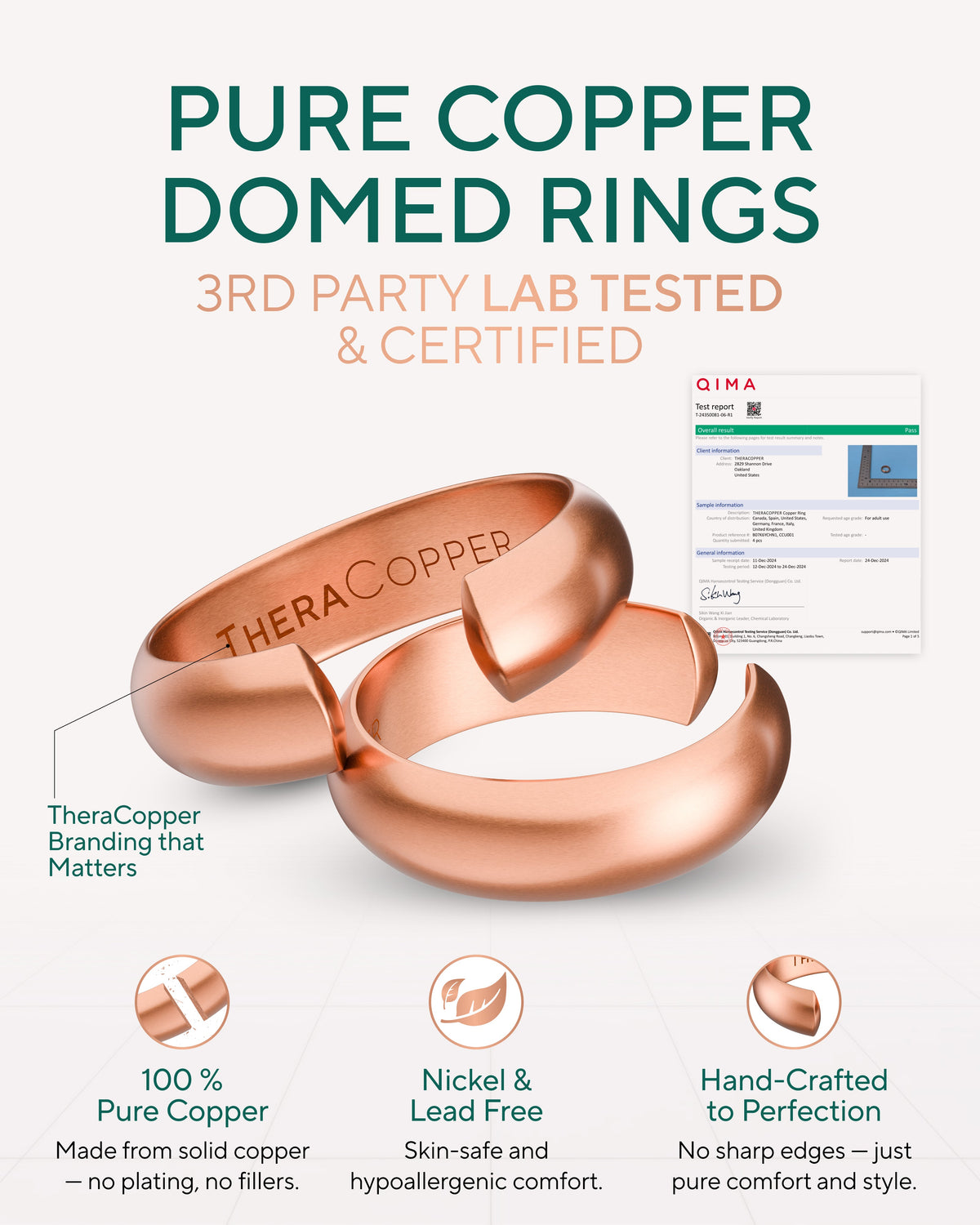 Pure Copper Rings Set - Domed (6mm)