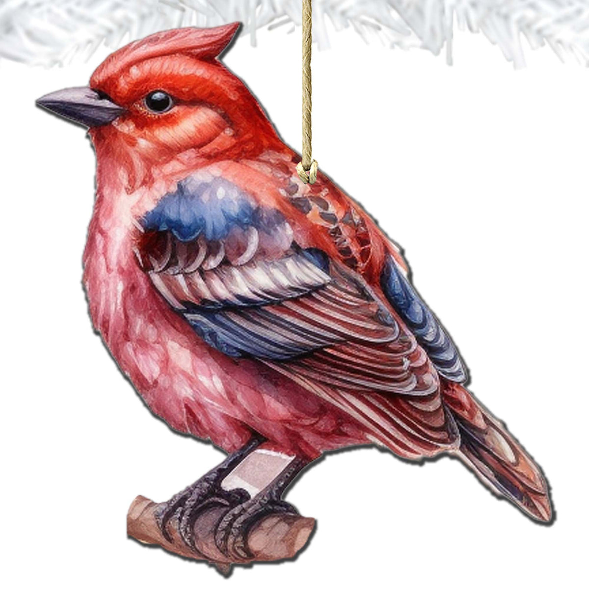 Red Forest Bird Wooden Ornaments by G.Debrekht - Wildlife Holiday Decor - 8710005-1