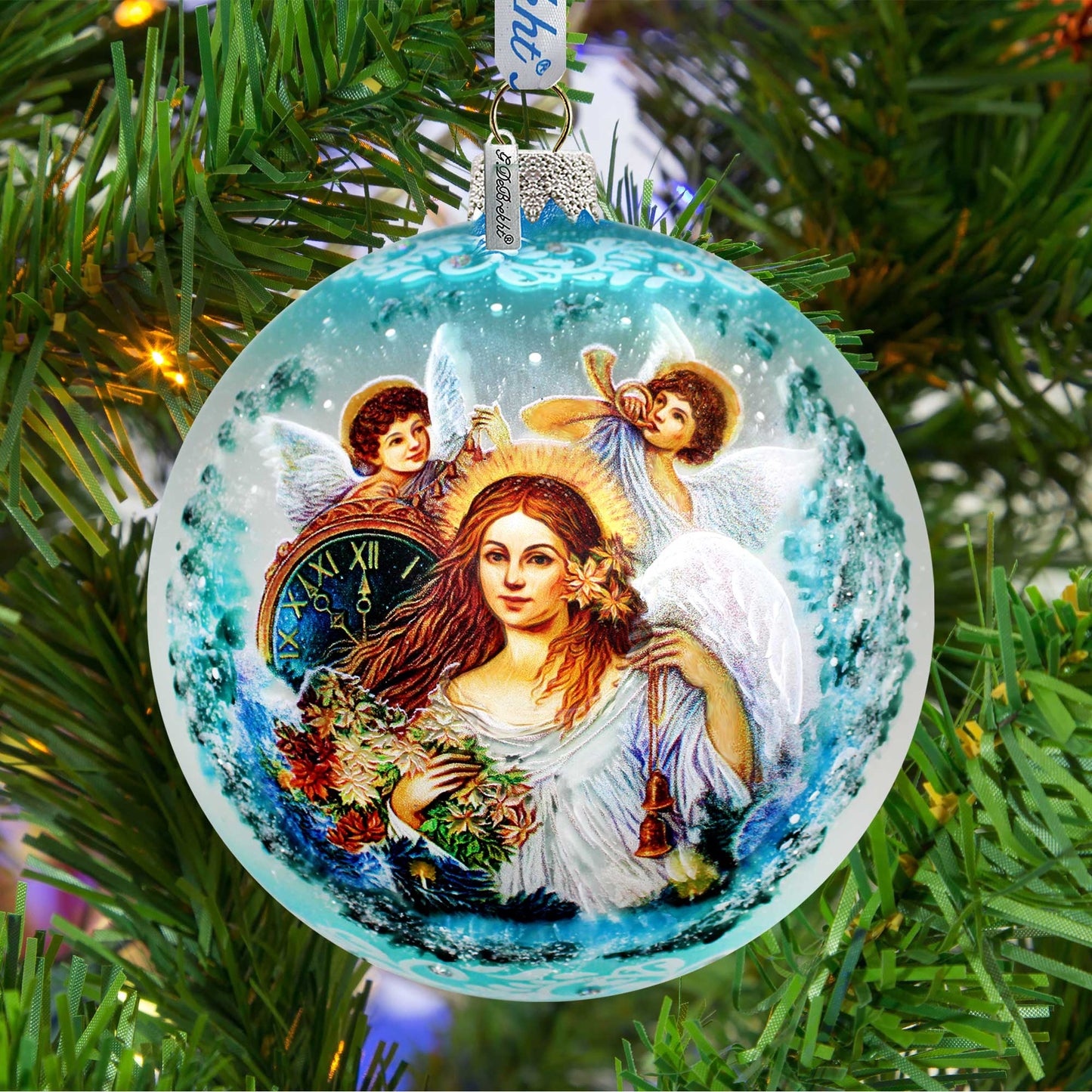Christmas Angel Glass Ornament Limited Edition by Strelkina at G. DeBrekht - Christmas Santa Snowman Decor - 73844-2