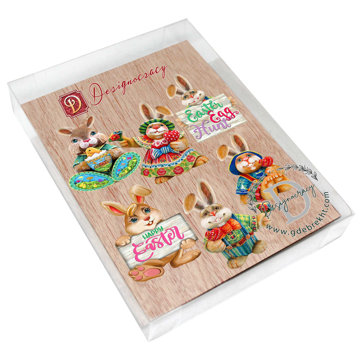 Easter Bunny Family Decorative Eco Wood Magnets Set of 6 by G. Debrekht - Easter Décor - 8090041G-S6