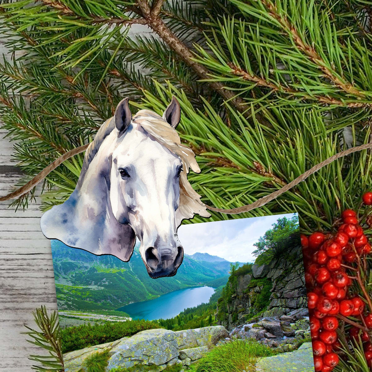 Horses Clip-On Eco Wood Decorative Ornaments Set of 3 by G. Debrekht - Christmas Decor - 8091039C-S3
