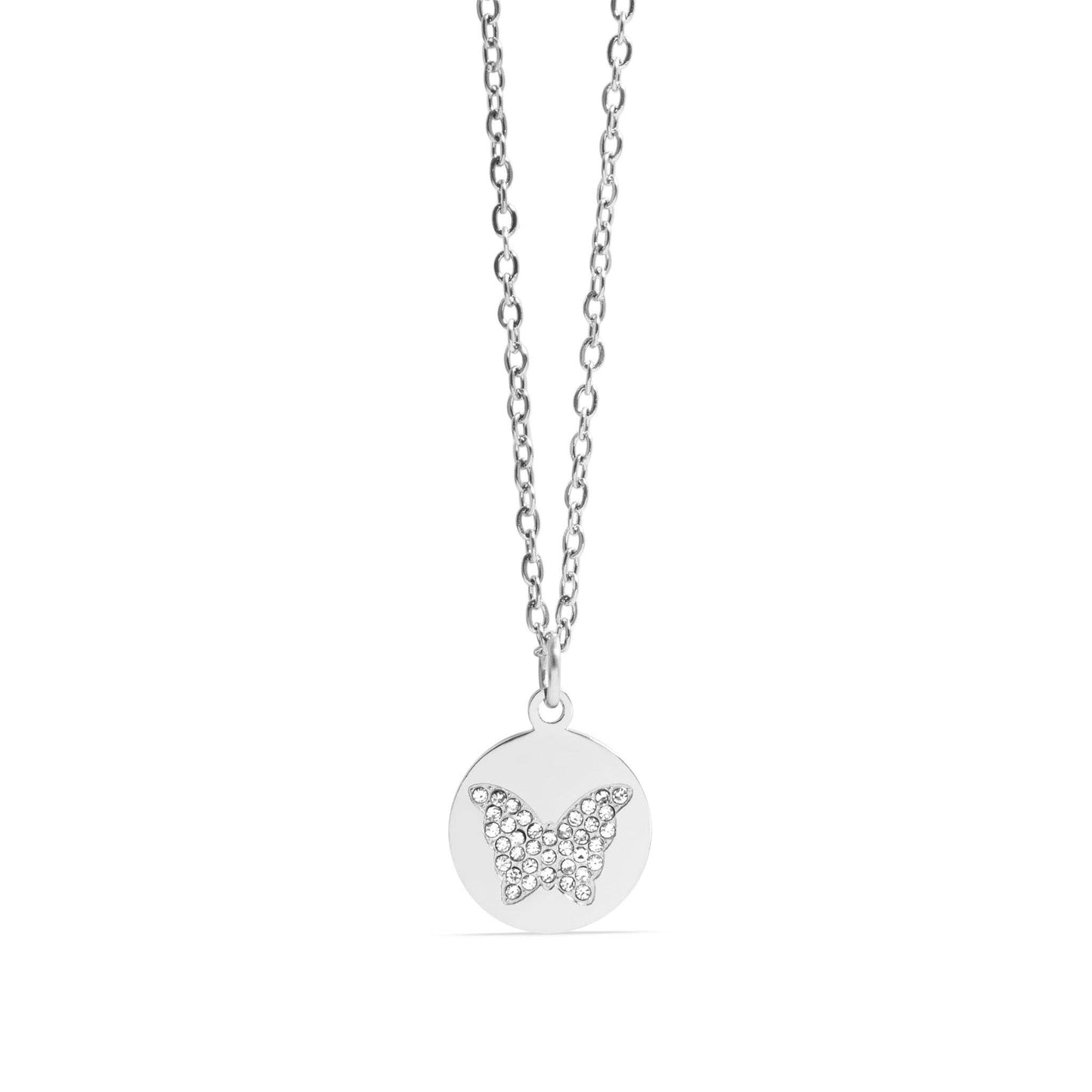 18K Gold PVD Stainless Steel CZ Butterfly Pendant Necklace