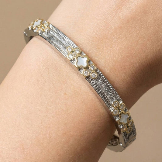 Anarchy Street Gold Plated 2 Tone Intricate Hinge Bangle Bracelet