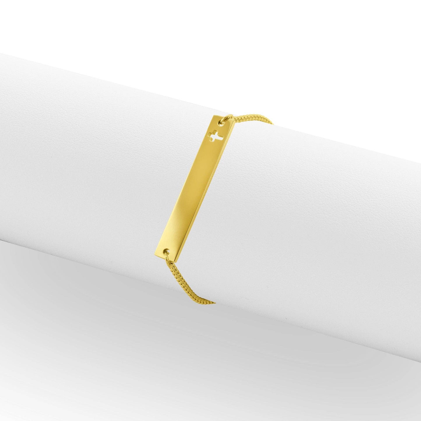 Bracelet à barre transversale ajourée réglable en acier inoxydable