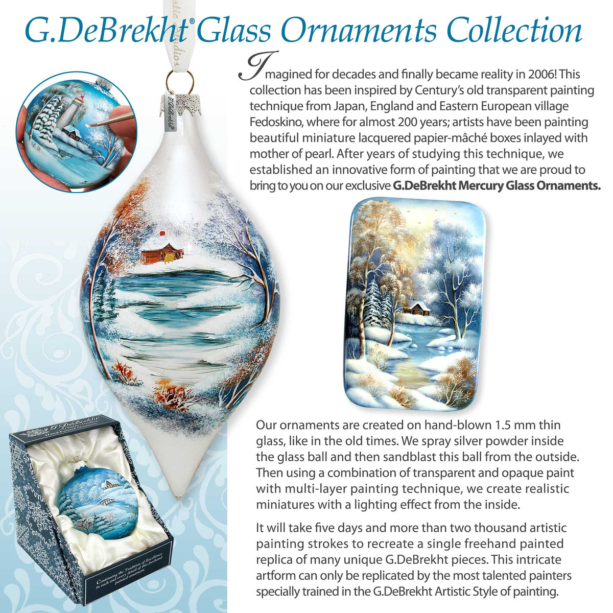 Santa with Snowman Tree Glass Ornament by G. DeBrekht - Christmas Santa Snowman Decor - 762-011