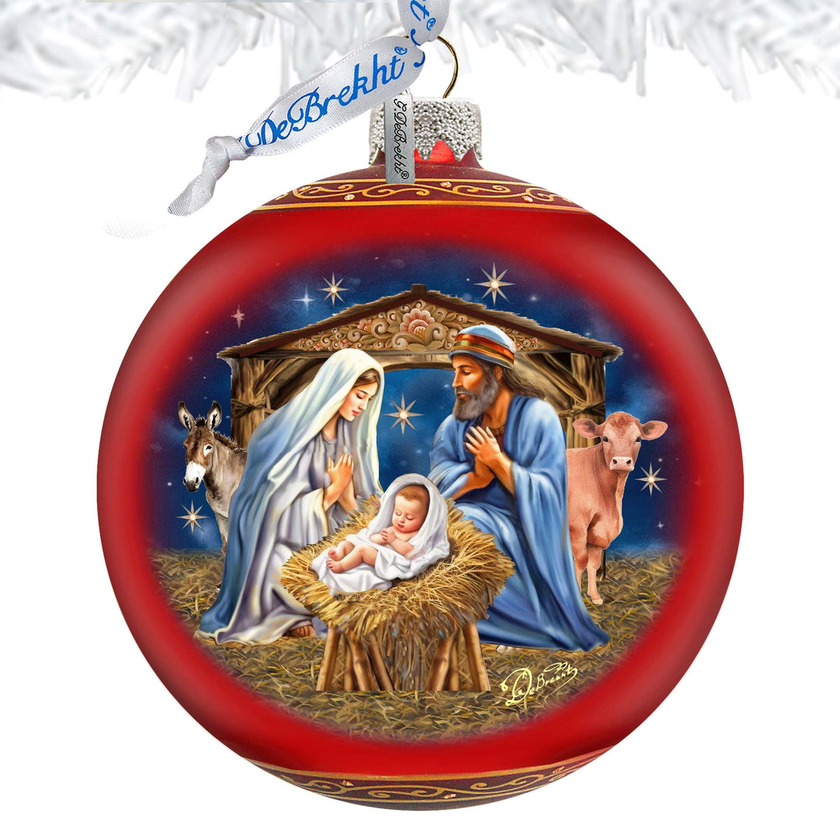 From Stable to Savior Lg Glass Ornament by G.Debrekht - Nativity Holiday Decor - 73956