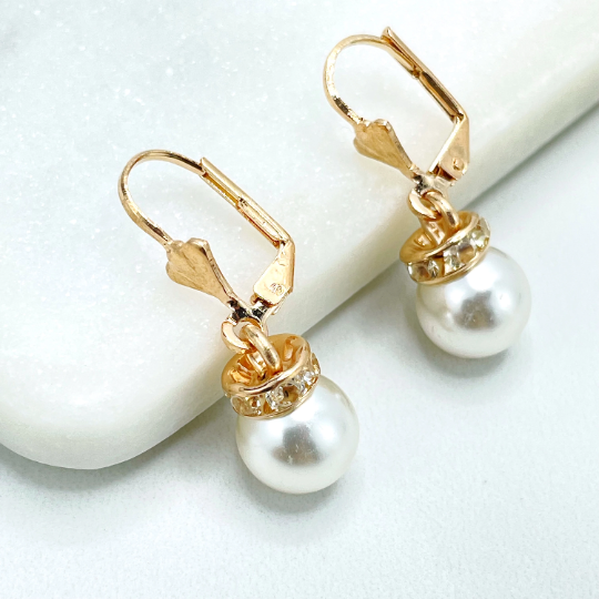 Boucles d'oreilles pendantes en perles remplies d'or 18 carats Luxus Accessories - Boucles d'oreilles classiques