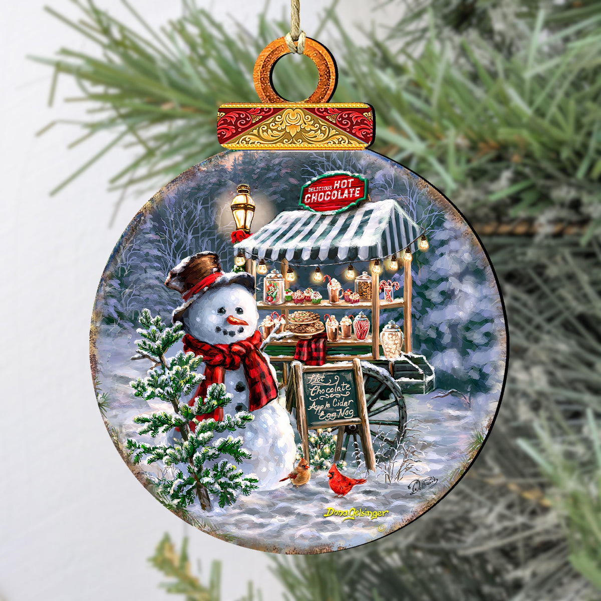 Hot Chocolate Stand - Frosty Fun Wooden Ornaments by D. Gelsinger Christmas Santa Snowman Decor - 8611087-DG