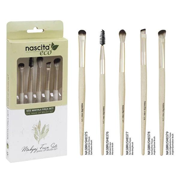 Nascita Eco Makeup Brush Set - 5 Piece Eco-Friendly Professional Makeup Brushes for Eyeshadow, Mascara, and Eyeliner