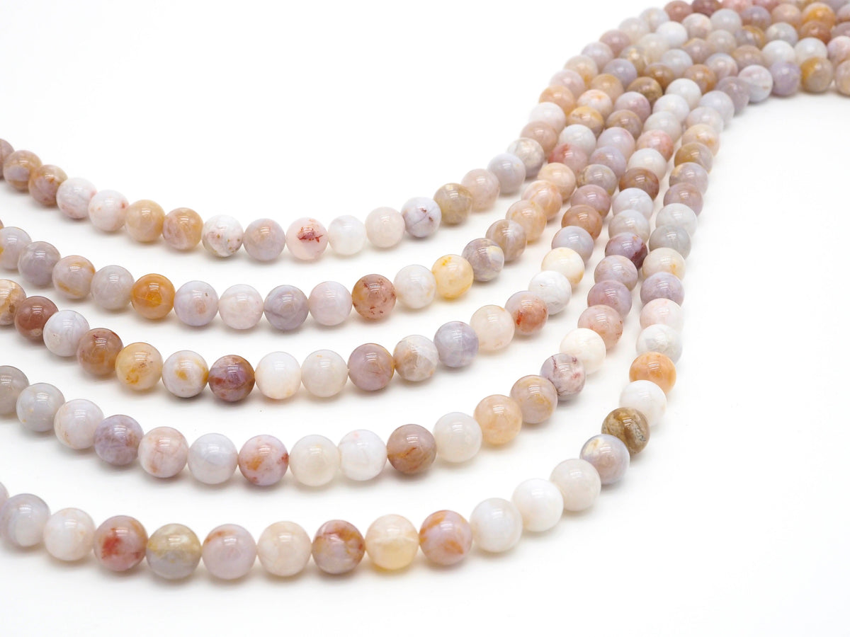 Natural Smooth/Faceted Round Pink/Blush Mix of Agate beads, 6mm/8mm/10mm/12mm Natural Gemstone beads,Agate Beads, 15.5inch strand, SKU#U240