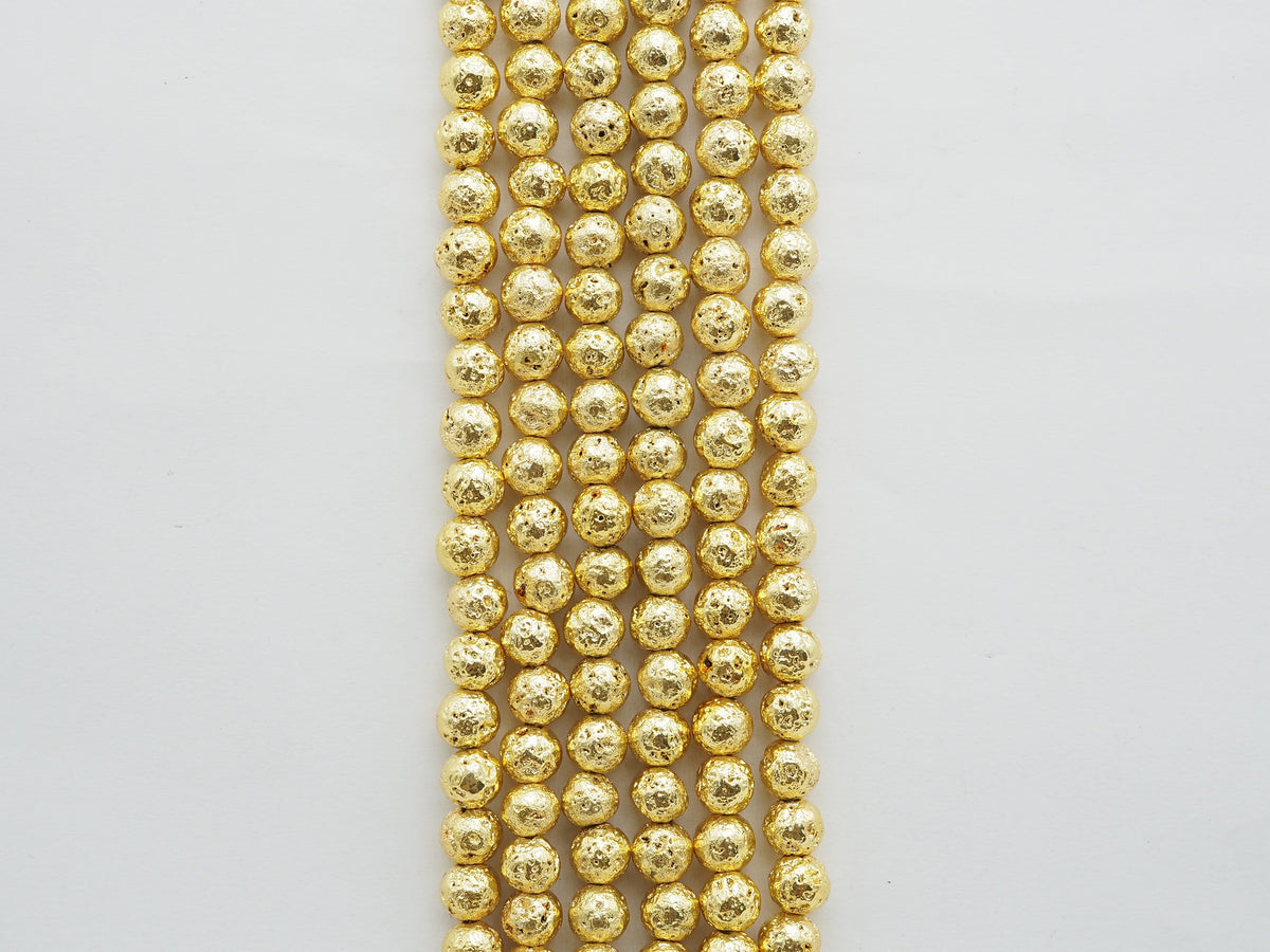 NEW STYLE Gold Plated Lava Round Beads, 4mm/6mm/8mm/10mm/12mm Gold Gemstone Beads, Wholesale Gemstone Beads, 15.5" Full Strand,SKU#S110