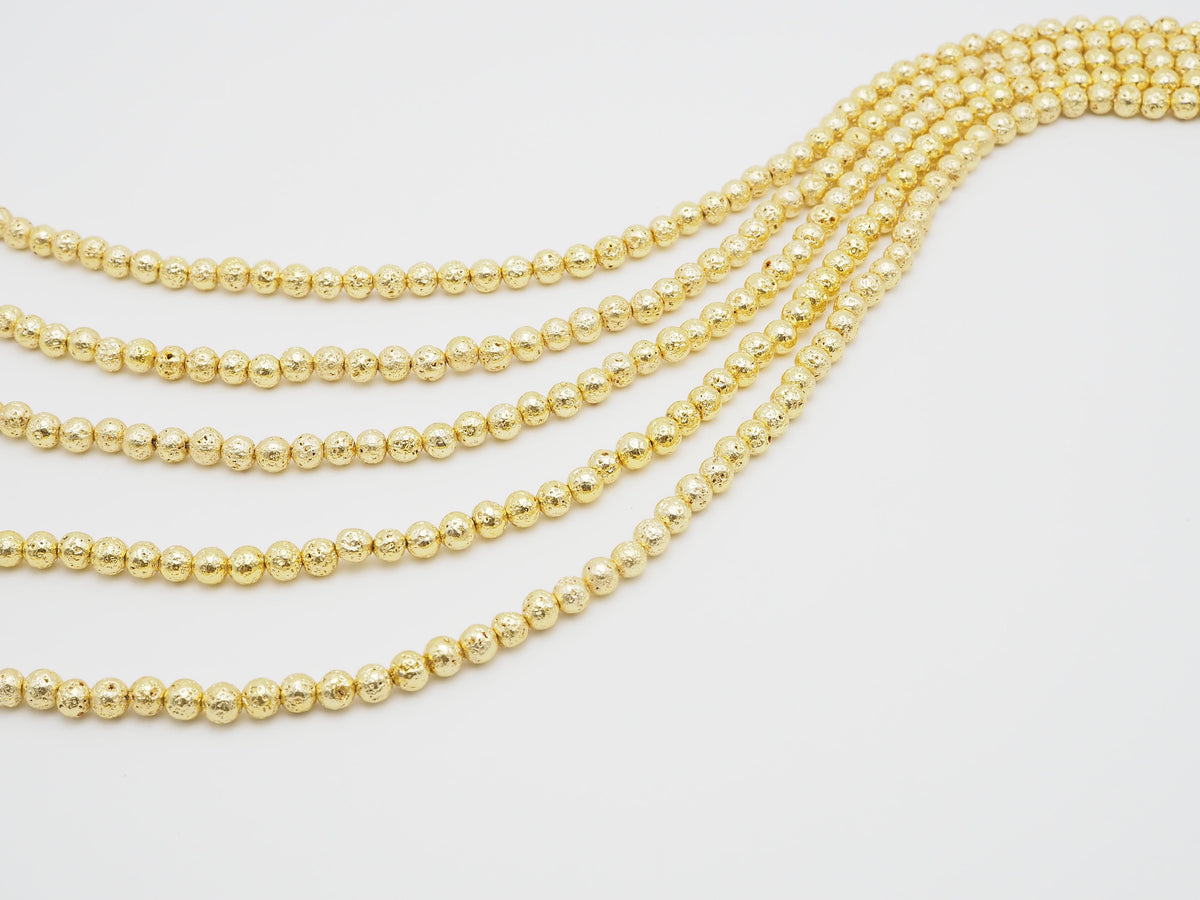 NEW STYLE Gold Plated Lava Round Beads, 4mm/6mm/8mm/10mm/12mm Gold Gemstone Beads, Wholesale Gemstone Beads, 15.5" Full Strand,SKU#S110