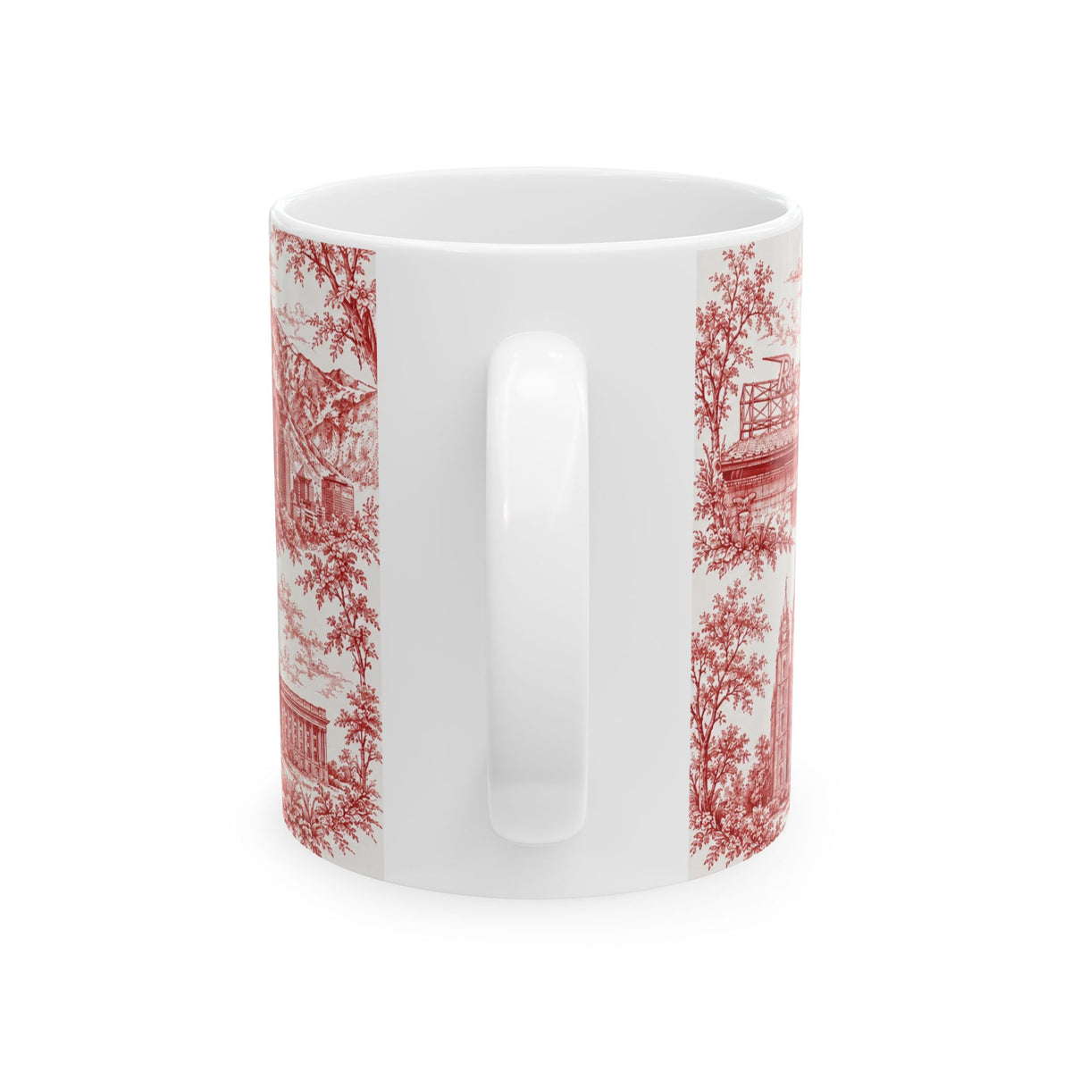 Salt Lake City Red Toile de Jouy Mug —  Ceramic Coffee Cup (11oz)