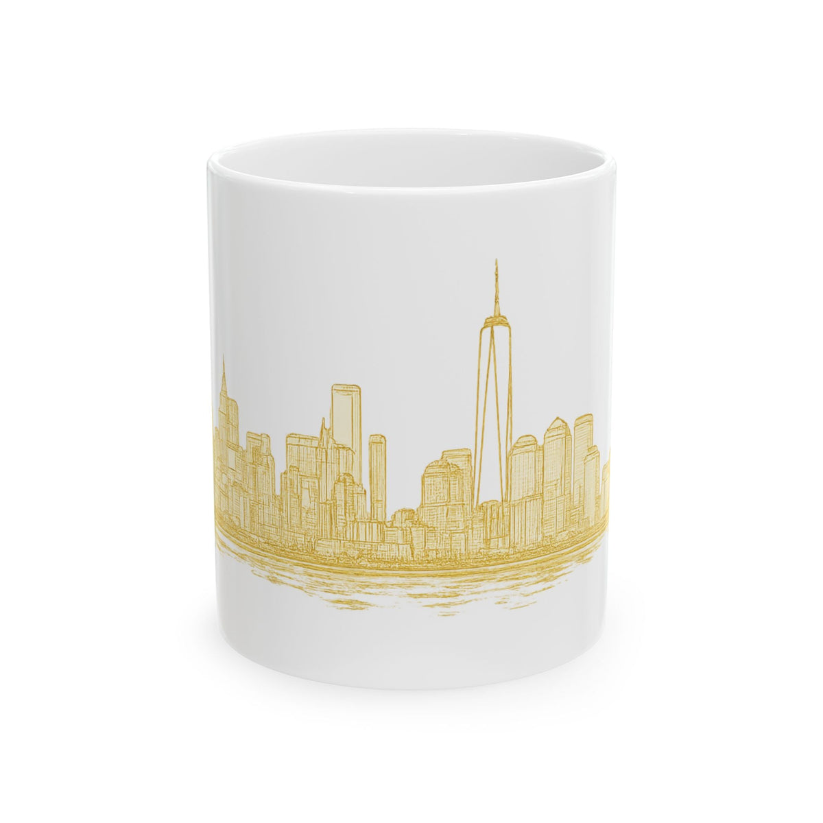 Gold Downtown New York City Skyline Mug | Ceramic Manhattan Skyline Coffee Cup 11oz