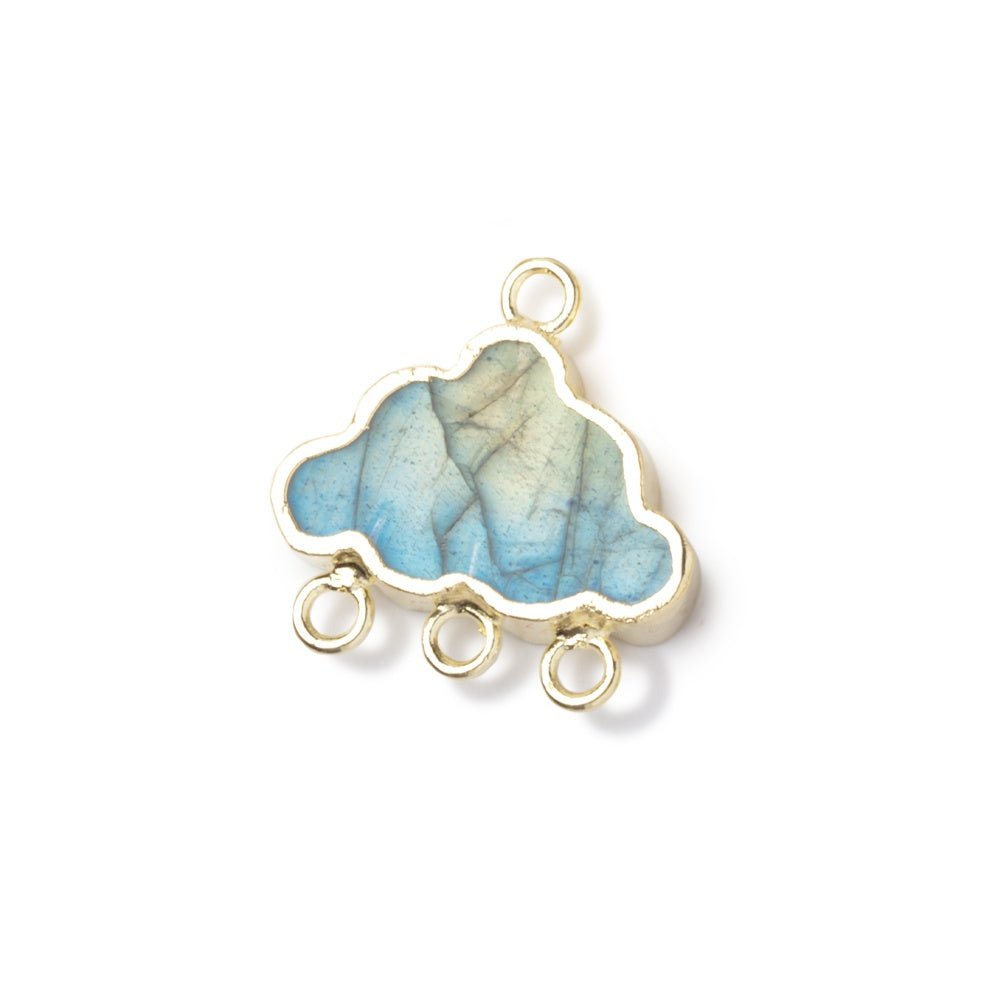 10.5x15.5mm Gold Leafed Labradorite Cloud Four Ring Connector 1 piece