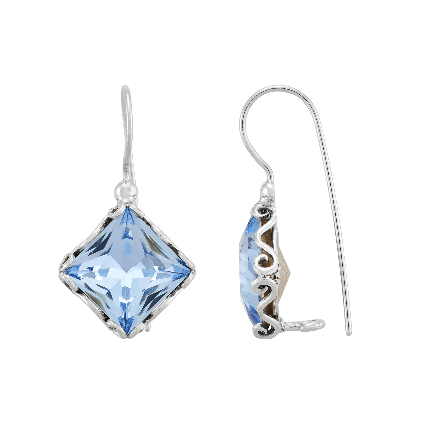 Boucles d'oreilles pendantes Silpada « Cooling Effects » en argent et cristaux bleus