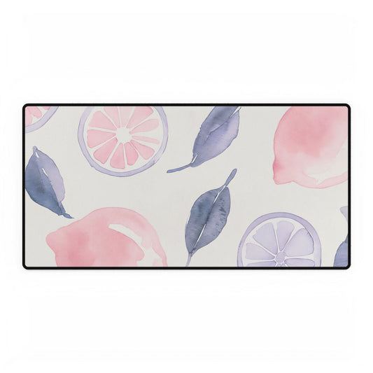 Pink Citrus Desk Mat | Pastel Lemon Coquette Mouse Pad for Cute Workspaces