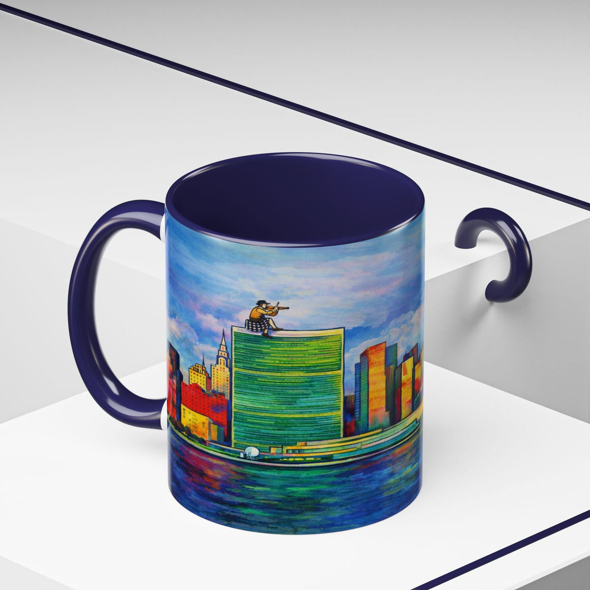 Fiddler on the Manhattan Roof  Marc Chagall-inspired Fan Art NYC Accent Coffee Mug