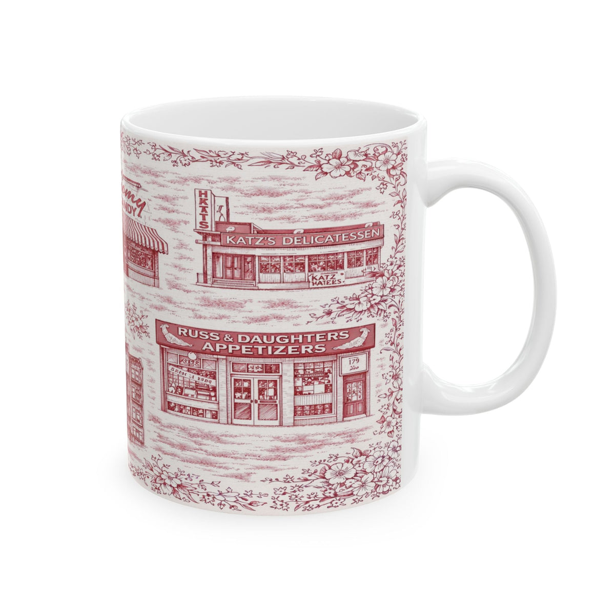 Lower East Side Red Toile de Jouy Mug | NYC Chinoiserie Ceramic Mug