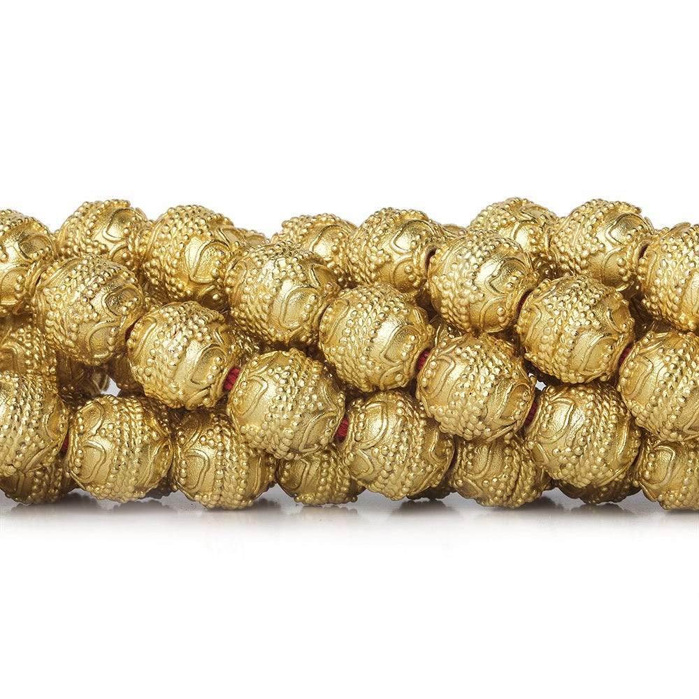 10mm 22kt Gold Plated Copper Bead Round Four Leaf tip 8 inch 18 pieces