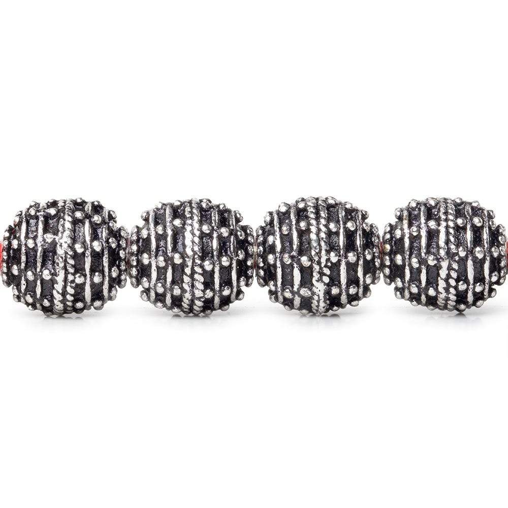 10mm Antiqued Sterling Silver Plated Copper Bead Roval, Beehive 8 inch 18 pcs