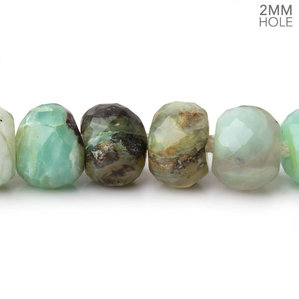 10mm Blue Peruvian Opal 2mm Large Hole Faceted Rondelles 8 inch 28 Beads