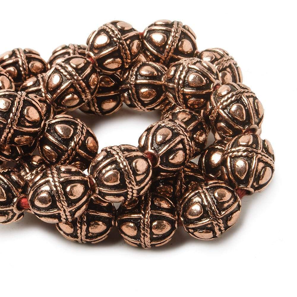 10mm Copper Bead Bead Round Pear Design 8 inch 18 pcs
