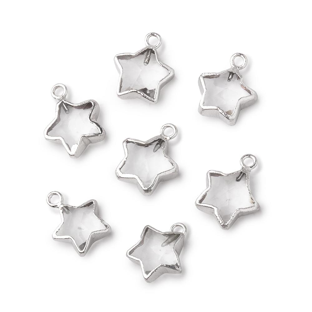 10mm Silver Leafed Crystal Quartz Faceted Star Focal Pendant 1 piece