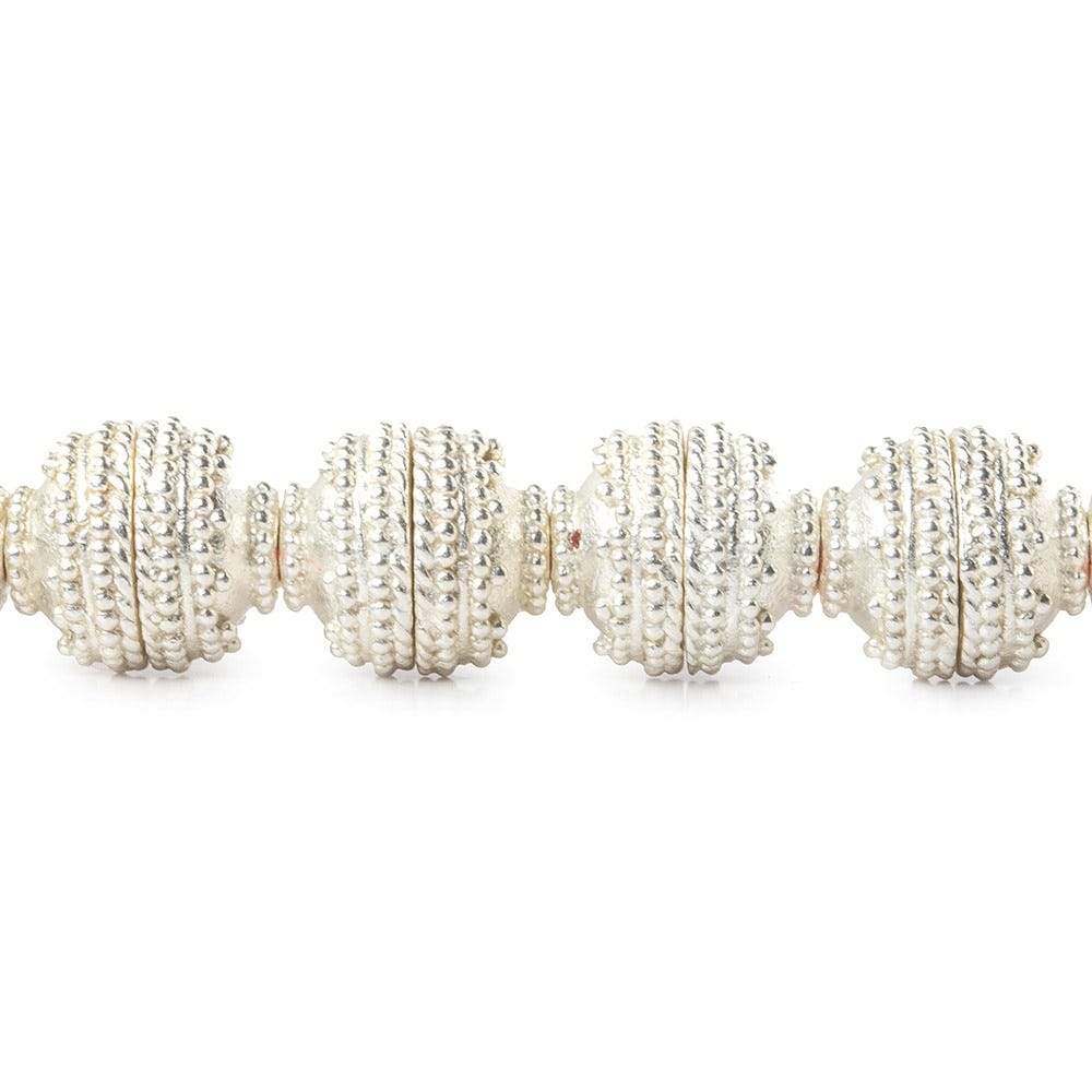 10x5mm Sterling Silver plated Copper Bead Cap Miligrain Rings 8 inch 38 pieces