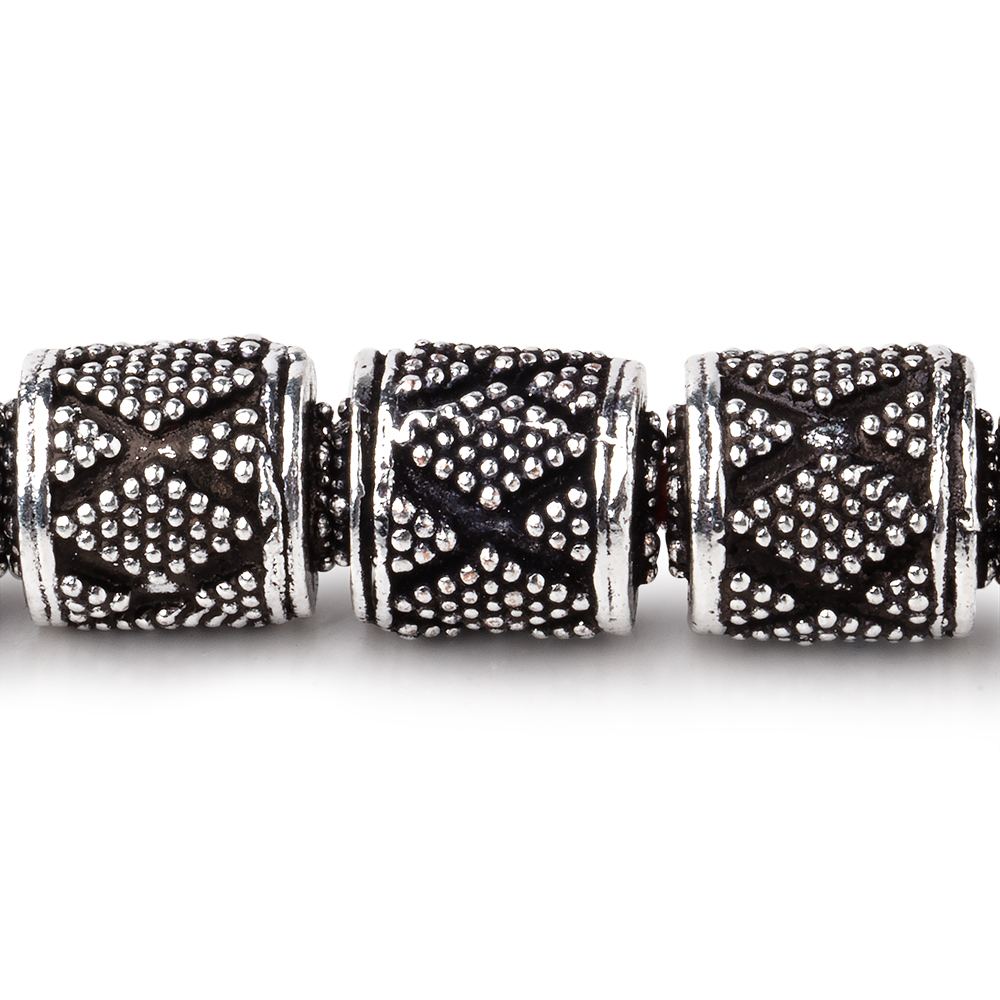 11x10mm Miligrain Diamond Design Tube Beads 7.5 inch 18 pieces