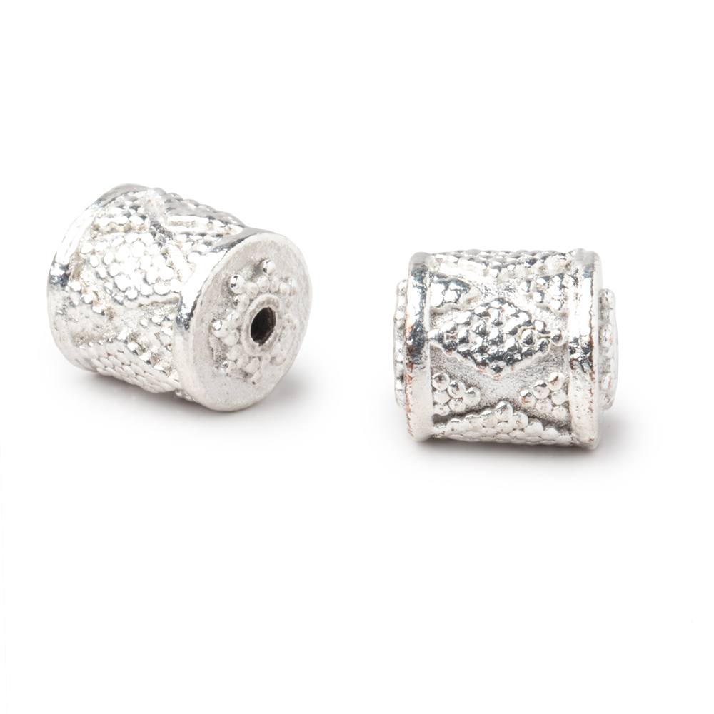 11x10mm Silver Plated Copper Miligrain Tube Set of 2 Beads